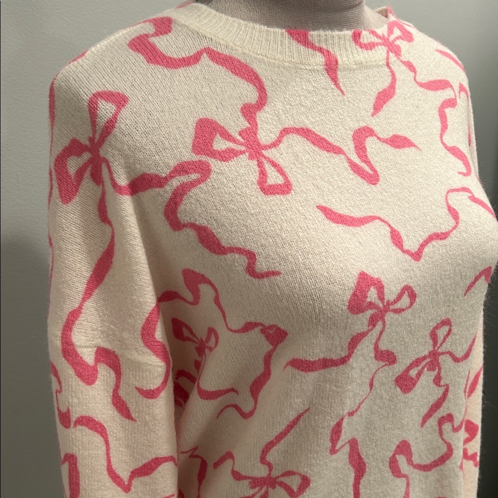 Cece Drop Shoulder Ribbon Sweater L - Picture 2 of 3